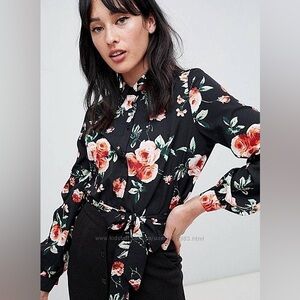 Unqiue Black Floral Button Down Shirt-Unique21